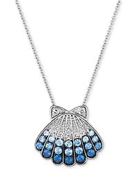 Le Vian Multi-Sapphire (5/8 ct. t.w.) & Nude Diamond (1/20 ct. t.w.) Shell Pendant Necklace in 14k White Gold, 18" + 2" extender