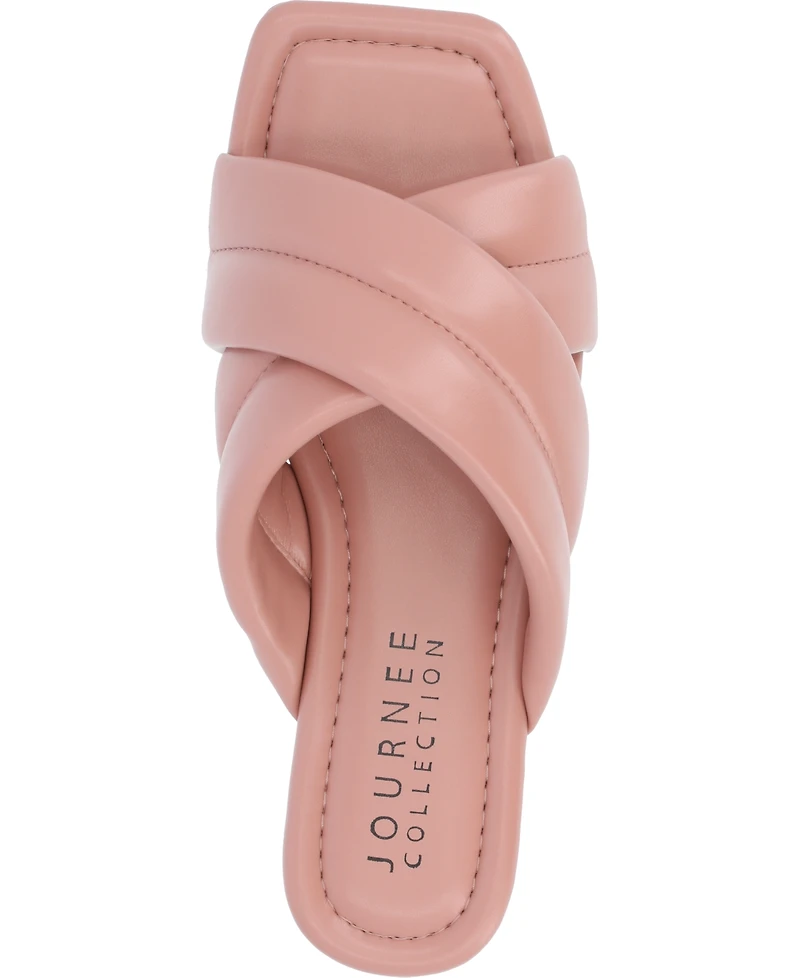 Journee Collection Women's Divyah Crisscross Puff Flat Sandals