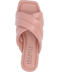 Journee Collection Women's Divyah Crisscross Puff Flat Sandals