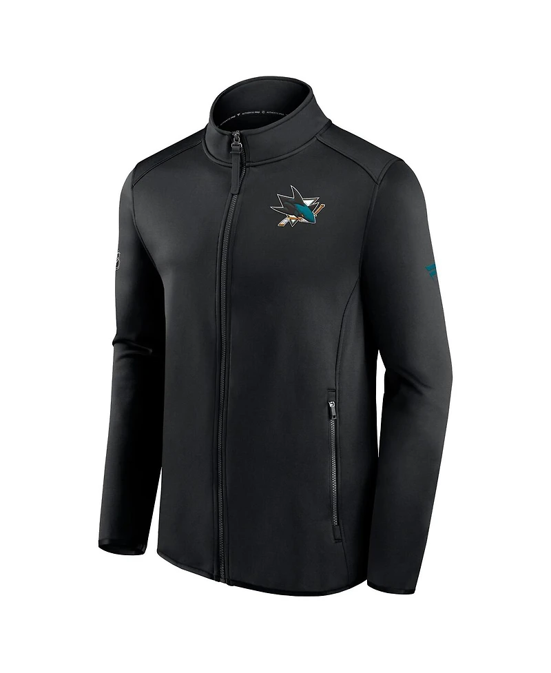 Men's Fanatics Black San Jose Sharks Authentic Pro Rink Fleece Full-Zip Jacket