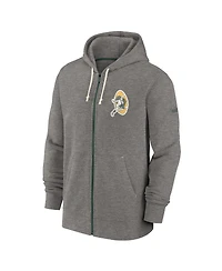Men's Nike Heather Charcoal Green Bay Packers Historic Lifestyle Full-Zip Hoodie