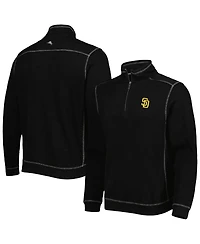 Men's Tommy Bahama Black San Diego Padres Tobago Bay Tri-Blend Quarter-Zip Sweatshirt