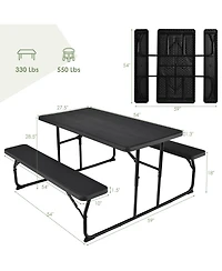 Costway Foldable Picnic Table Bench Set Outdoor Camping for Patio & Backyard