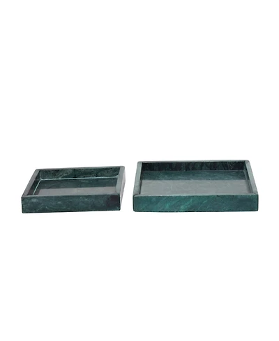 Rosemary Lane Marble Tray with Raised Border, Set of 2, 10", 8" W