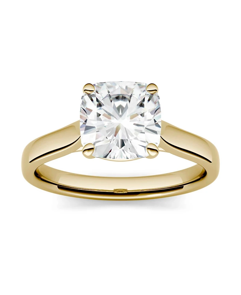 Charles & Colvard Moissanite Cushion Cut Solitaire Ring (2 ct. t.w. Diamond Equivalent) 14k White or Yellow Gold