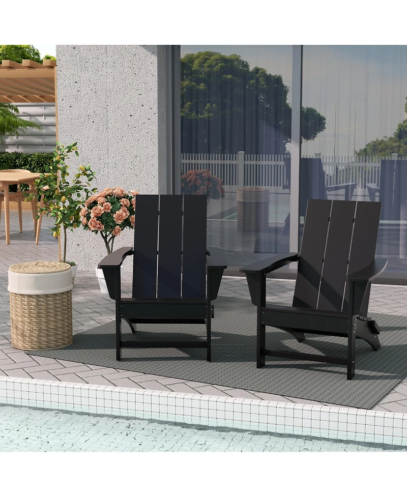 Modern Outdoor Folding Adirondack Chair (Set of 2)