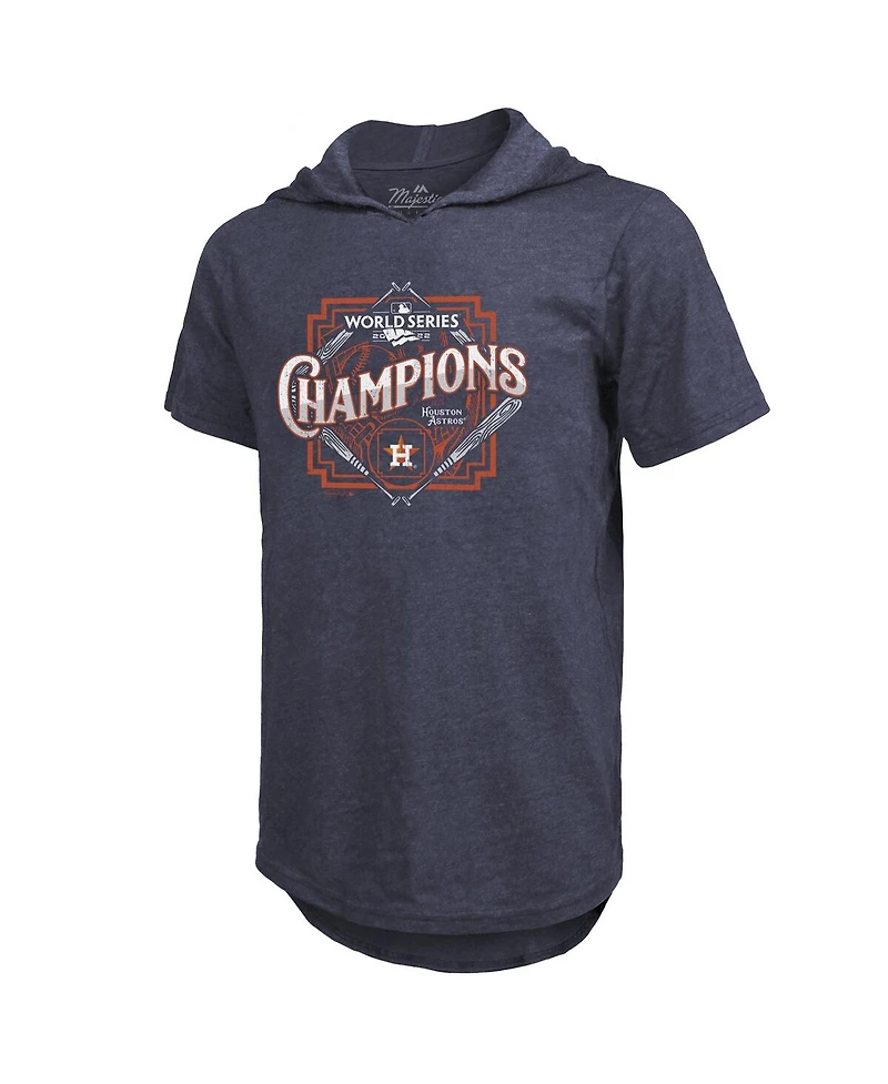 Majestic Men's Threads Navy Houston Astros 2022 World Series Champions Suspect Short Sleeve Hoodie T-shirt