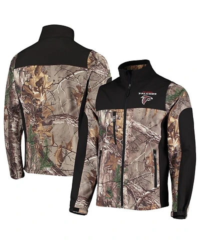 Men's Dunbrooke Realtree Camo, Black Atlanta Falcons Circle Hunter Softshell Full-Zip Jacket