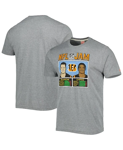 Men's Homage Ja'Marr Chase and Joe Burrow Heathered Gray Cincinnati Bengals Nfl Jam Tri-Blend T-shirt