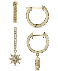 2-Pc. Set Citrine (1/4 ct. t.w.) & Lab-grown White Sapphire (1/2 ct. t.w.) Hoop & Dangle Star Earrings in 14k Gold-Plated Sterling Silver