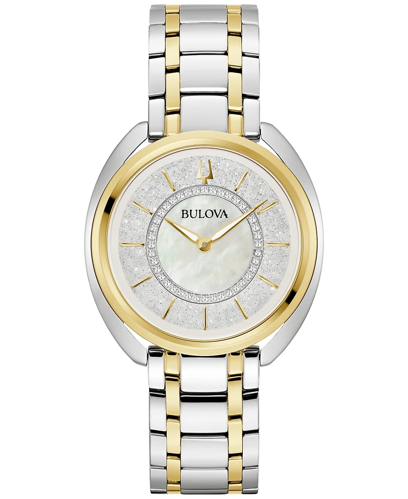 Bulova Women's Duality Diamond (1/10 ct. t.w.) Two-Tone Stainless Steel Bracelet Watch Box Set 34mm
