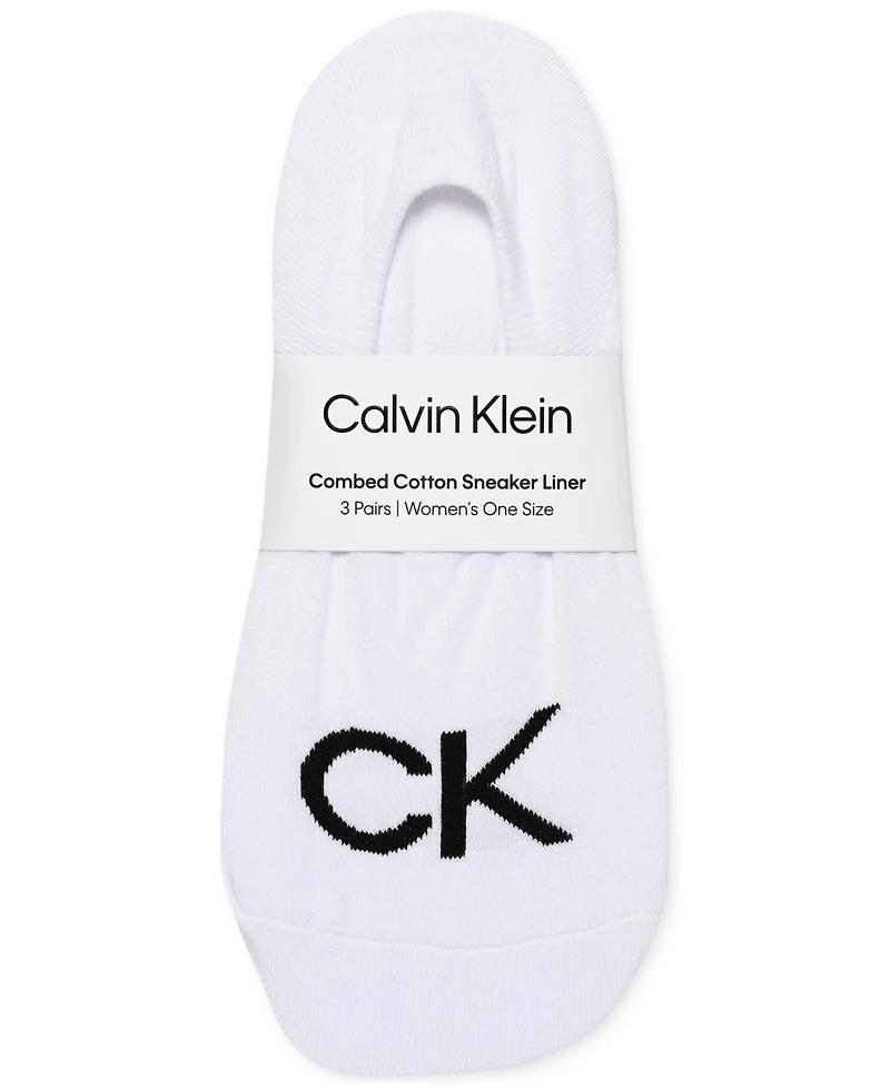 Calvin Klein Women's 3-Pk. Logo Knit Liner Socks
