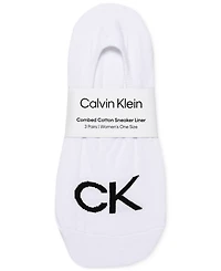 Calvin Klein Women's 3-Pk. Logo Knit Liner Socks