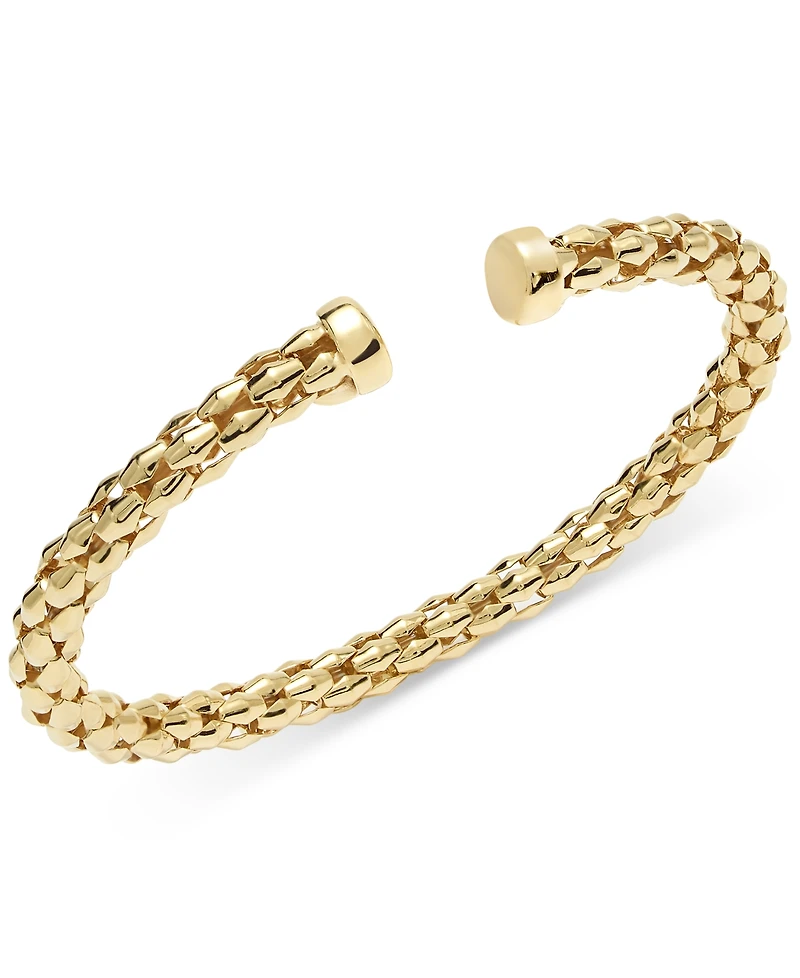Pyramid Link Polished End Cuff Bracelet
