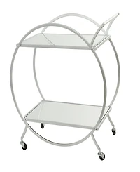 Rosemary Lane 14" x 28" x 30" Iron Rolling with Wheels and Handle 2 Mirrored Shelves Bar Cart