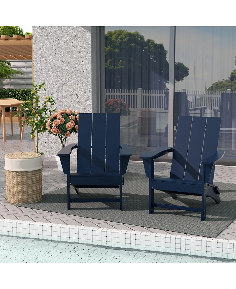 Modern Outdoor Folding Adirondack Chair (Set of 2)