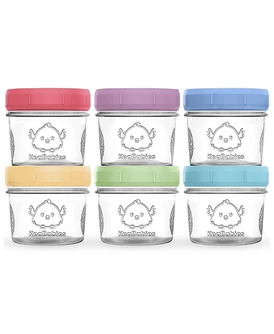 KeaBabies 6pk Prep Baby Food Storage Containers, 4 oz Leak-Proof, Bpa Free Glass Jars for Feeding