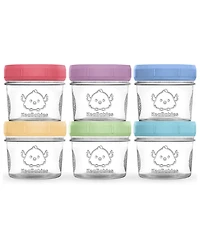 KeaBabies 6pk Prep Baby Food Storage Containers, 4 oz Leak-Proof, Bpa Free Glass Jars for Feeding