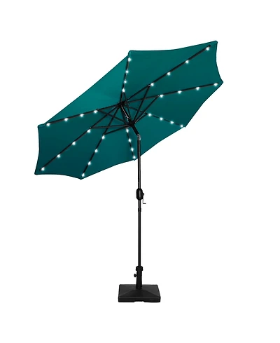 9 ft. Patio Solar Power Led lights Market Umbrella with Weight Base