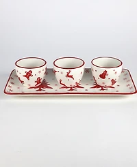 Euro Ceramica Winterfest 4 Piece Holiday Entertainment Serving Set