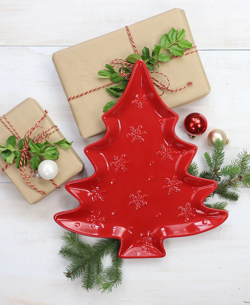 Euro Ceramica Winterfest Tree Platter