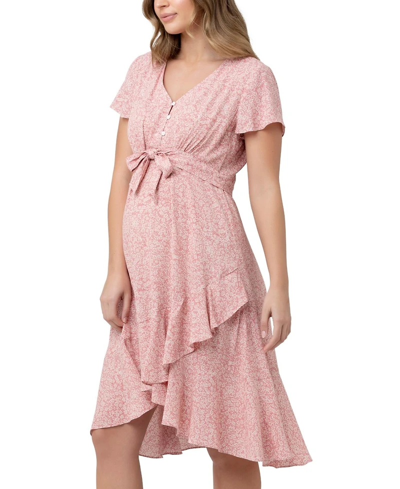 Ripe Maternity Maternity Vanessa Tie Front Floral Midi Dress
