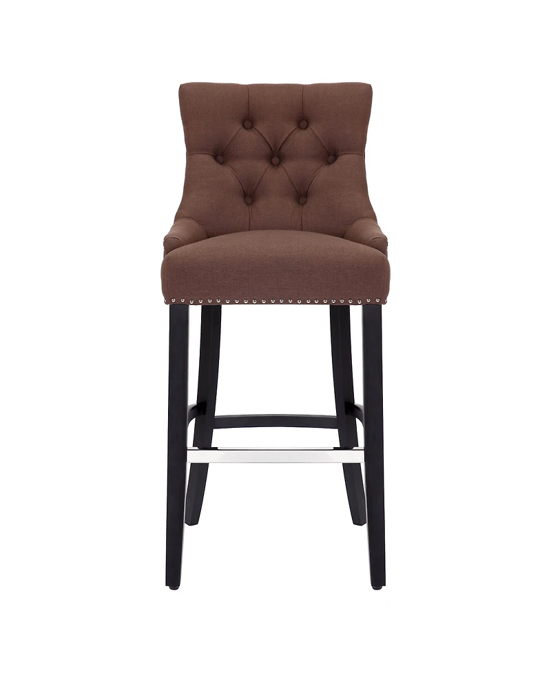 29" Linen Fabric Tufted Buttons Upholstered Wingback Bar Stool