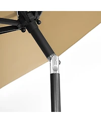 9 ft. Patio Solar Power Led lights Market Umbrella with Black Round Base