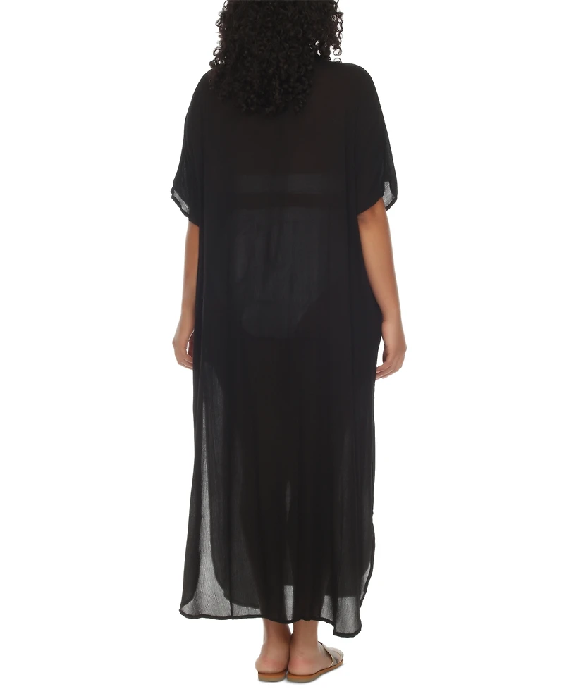Raviya Plus Button-Front Cover-Up Maxi Dress