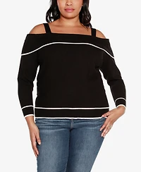 Belldini Black Label Plus Off-The-Shoulder Sweater