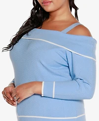 Belldini Black Label Plus Off-The-Shoulder Sweater