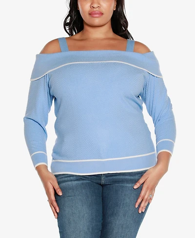 Belldini Black Label Plus Off-The-Shoulder Sweater