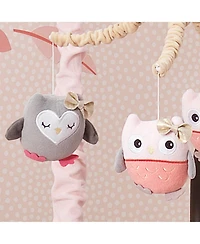 Lambs & Ivy Family Tree Pink/Gray/Tan Owl Musical Baby Crib Mobile