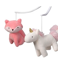 Bedtime Originals Rainbow Unicorn and Fox White/Coral Musical Baby Crib Mobile