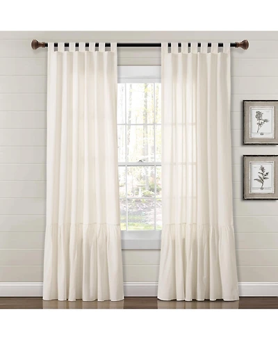 Lush Decor Farmhouse Faux Linen Tab Top Window Curtain Panel Single 40"W x 84"L - Curtains For Bedroom - Living Room Curtains