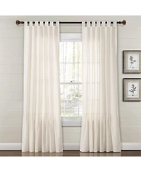 Lush Decor Farmhouse Faux Linen Tab Top Window Curtain Panel Single 40"W x 84"L - Curtains For Bedroom - Living Room Curtains