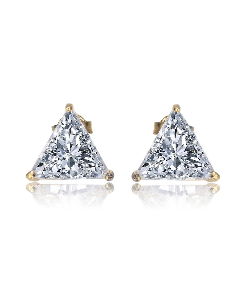 Sterling Silver Cubic Zirconia Triangle Earrings