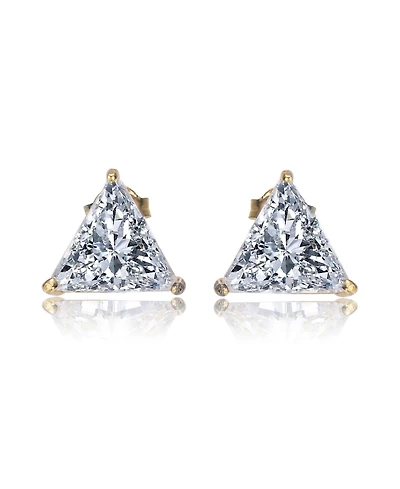 Sterling Silver Cubic Zirconia Triangle Earrings
