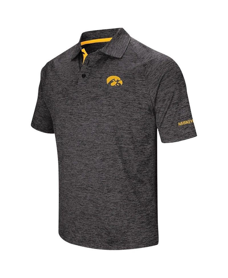 Men's Colosseum Black Iowa Hawkeyes Big and Tall Down Swing Polo Shirt