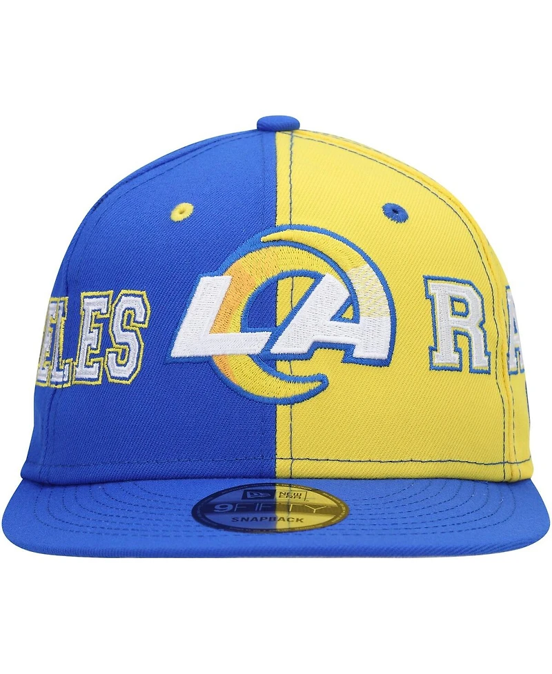 Men's New Era Royal, Gold Los Angeles Rams Team Split 9Fifty Snapback Hat