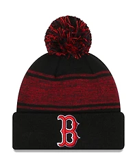 Men's New Era Black Boston Red Sox Chilled Cuffed Knit Hat with Pom