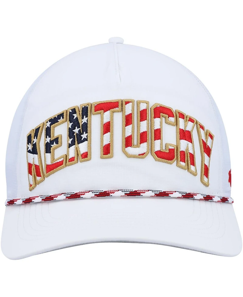 Men's '47 Brand White Kentucky Wildcats Stars and Stripes Flag Flutter Hitch Snapback Hat