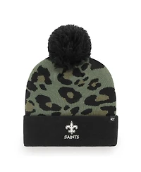Women's '47 Brand Green, Black New Orleans Saints Bagheera Cuffed Knit Hat With Pom