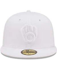 Men's New Era Milwaukee Brewers White on 59FIFTY Fitted Hat