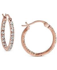 Giani Bernini Small Sterling Silver Earrings, Cubic Zirconia Hoop 0.6", (3/4 ct. t.w.)