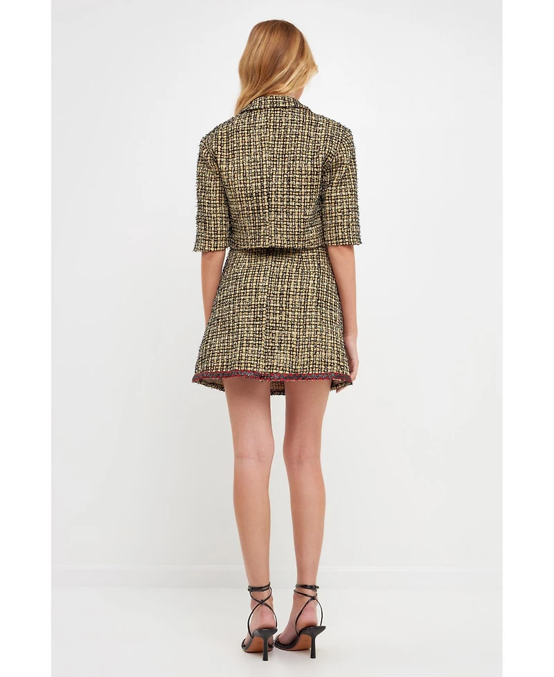 English Factory Women's Cropped Tweed Jacket