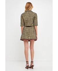 English Factory Women's Cropped Tweed Jacket