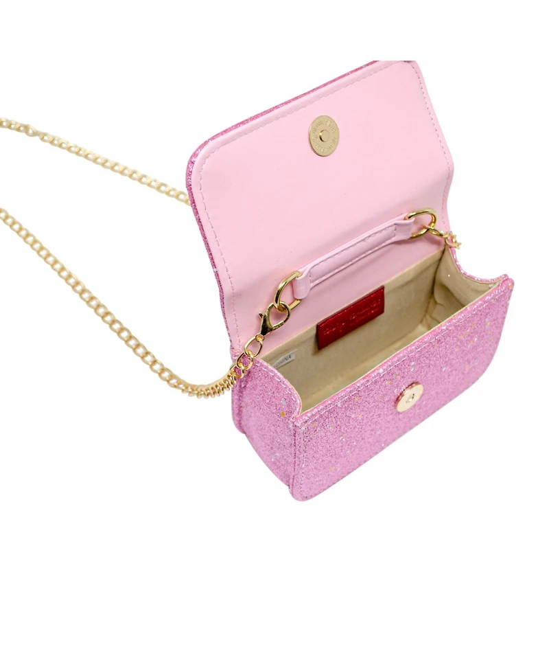 Tiny Treats Girls Pink Sparkle Bow Pearl Handle Bag