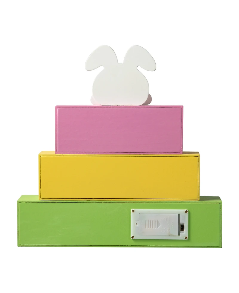 Glitzhome 12" L Easter Led Lighted Wooden Bunny Block Word Sign