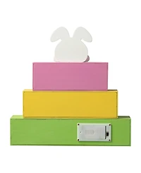 Glitzhome 12" L Easter Led Lighted Wooden Bunny Block Word Sign